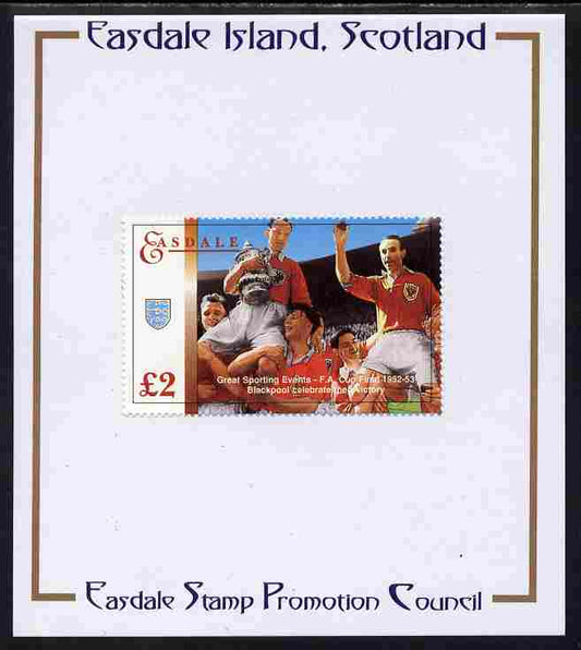 Easdale 1996 Great Sporting Events - Football £2 - Blackpool Winners of 1952-53 FA Cup Final mounted on Publicity proof card issued by the Easdale Stamp Promotion Council 