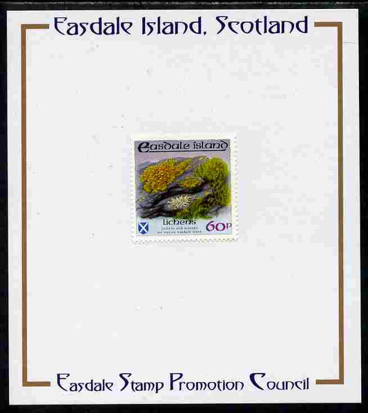 Easdale 1988 Flora & Fauna perf definitive 60p (Lichens) mounted on Publicity proof card issued by the Easdale Stamp Promotion Council 