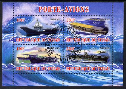 Chad 2012 Aircraft Carriers #5 perf sheetlet containing 4 values fine cto used