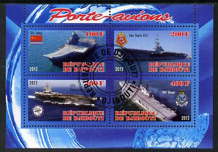 Djibouti 2012 Aircraft Carriers #3 perf sheetlet containing 4 values fine cto used