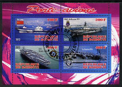 Djibouti 2012 Aircraft Carriers #4 perf sheetlet containing 4 values fine cto used