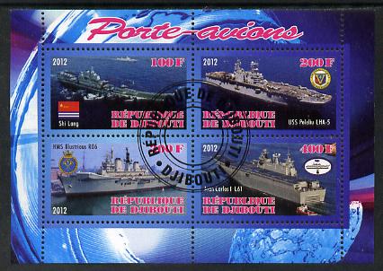 Djibouti 2012 Aircraft Carriers #5 perf sheetlet containing 4 values fine cto used