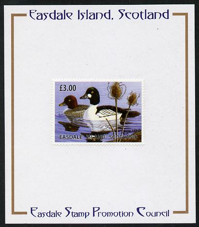 Easdale 2004 Conservation - Golden-Eye Duck £3 mounted on Publicity proof card issued by the Easdale Stamp Promotion Council 