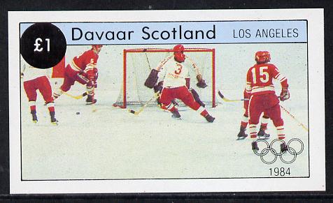 Davaar Island 1984 Los Angeles Olympic Games (Ice Hockey) imperf souvenir sheet (Â£1 value) unmounted mint