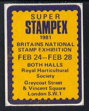 Cinderella - GB Great Britain 1981 Super Stampex self adhesive Exhibition label 