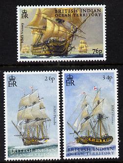British Indian Ocean Territory 2005 Bicentenary of Battle of Trafalgar perf set of 3 unmounted mint SG 344-46