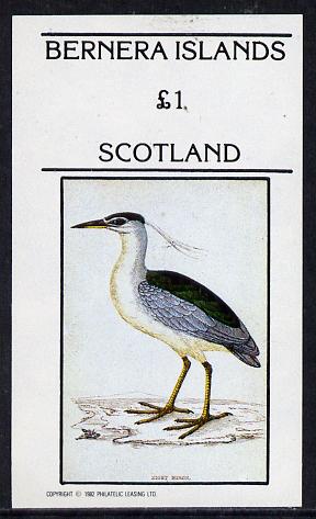 Bernera 1982 Night Heron imperf souvenir sheet (£1 value) unmounted mint