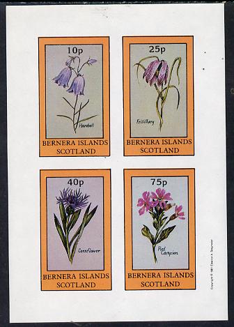 Bernera 1981 Flowers #01 (Harebell, Fritillary, Cornflower & Red Campion) imperf,set of 4 values (10p to 75p) unmounted mint