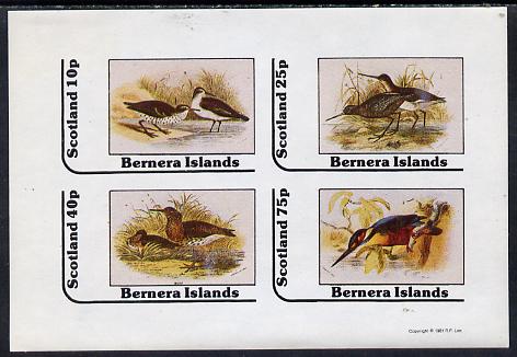 Bernera 1981 Birds #05 (3 Waders & Kingfisher) imperf,set of 4 values (10p to 75p) unmounted mint 