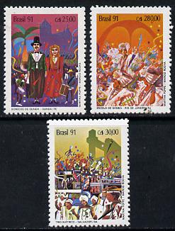 Brazil 1991 Carnival set of 3 unmounted mint SG 2466-68*