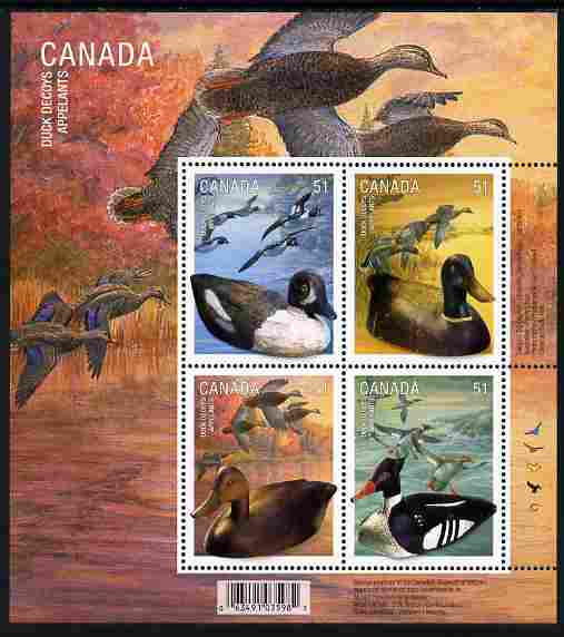 Canada 2006 Duck Decoys perf sheetlet containing 4 values unmounted mint SG MS 2413