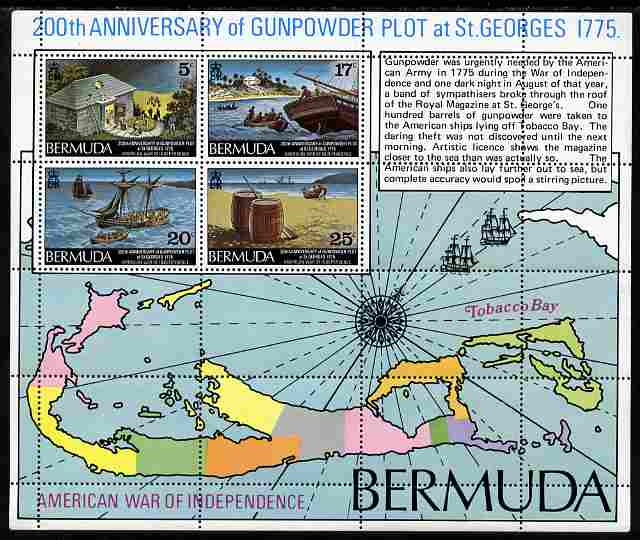 Bermuda 1975 Bicentenary of St Georges Gunpowder Plot perf m/sheet unmounted mint, SG MS 339