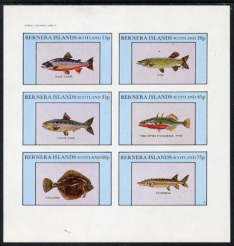 Bernera 1982 Fish (Char, Pike, Sturgeon, Flounder etc) imperf set of 6 values (15p to 75p) unmounted mint