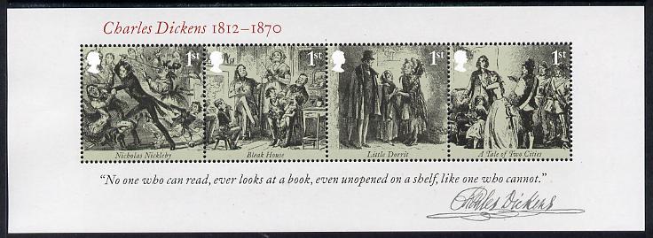 GB Great Britain 2012 Charles Dickens perf m/sheet containing 4 values unmounted mint