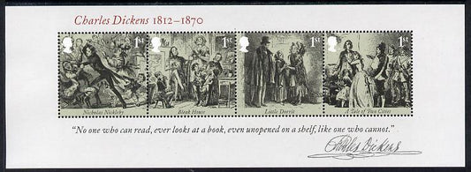GB Great Britain 2012 Charles Dickens perf m/sheet containing 4 values unmounted mint