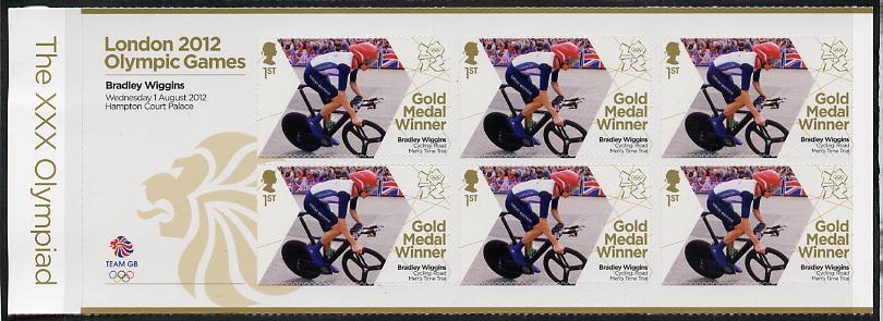 GB Great Britain 2012 London Olympic Games Team GB Great Britain Gold Medal Winner #02 - Bradley Wiggins (Road Cycling) self adhesive sheetlet containing 6 x first class values unmounted mint