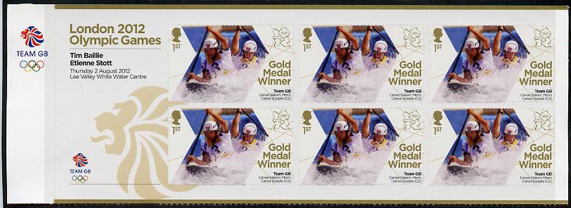 GB Great Britain 2012 London Olympic Games Team GB Great Britain Gold Medal Winner #03 - Tim Baillie & Etienne Stott (Men's Canoe Slalom) self adhesive sheetlet containing 6 x first class values unmounted mint