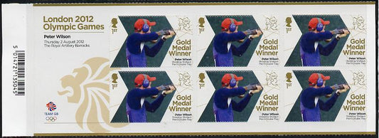 GB Great Britain 2012 London Olympic Games Team GB Great Britain Gold Medal Winner #04 - Peter Wilson (Shotgun) self adhesive sheetlet containing 6 x first class values unmounted mint