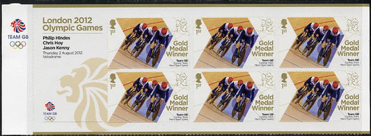 GB Great Britain 2012 London Olympic Games Team GB Great Britain Gold Medal Winner #05 - Philip Hindes, Chris Hoy & Jason Kenny (Track Cycling) self adhesive sheetlet containing 6 x first class values unmounted mint