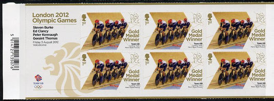 GB Great Britain 2012 London Olympic Games Team GB Great Britain Gold Medal Winner #07 - Steven Burke, Ed Clancy, Peter Kennaugh & Geraint Thomas (Track Cycling) self adhesive sheetlet containing 6 x first class values unmounted mint