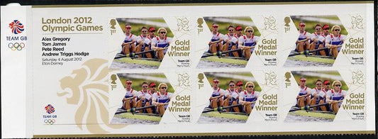 GB Great Britain 2012 London Olympic Games Team GB Great Britain Gold Medal Winner #09 - Alex Gregory, Tom James, Pete Reed & Andrew Triggs Hodge (Rowing Men's Fours) self adhesive sheetlet containing 6 x first class values unmounted mint
