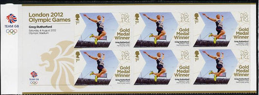 GB Great Britain 2012 London Olympic Games Team GB Great Britain Gold Medal Winner #13 - Greg Rutherford (Long Jump) self adhesive sheetlet containing 6 x first class values unmounted mint