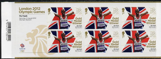 GB Great Britain 2012 London Olympic Games Team GB Great Britain Gold Medal Winner #14 - Mo Farah (10,000m) self adhesive sheetlet containing 6 x first class values unmounted mint