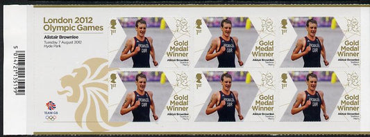 GB Great Britain 2012 London Olympic Games Team GB Great Britain Gold Medal Winner #19 - Alistair Brownlee (Triathlon) self adhesive sheetlet containing 6 x first class values unmounted mint