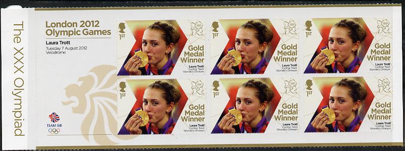 GB Great Britain 2012 London Olympic Games Team GB Great Britain Gold Medal Winner #21 - Laura Trott (Track Cycling) self adhesive sheetlet containing 6 x first class values unmounted mint