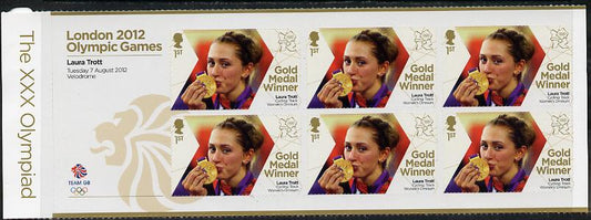 GB Great Britain 2012 London Olympic Games Team GB Great Britain Gold Medal Winner #21 - Laura Trott (Track Cycling) self adhesive sheetlet containing 6 x first class values unmounted mint