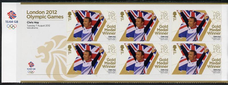 GB Great Britain 2012 London Olympic Games Team GB Great Britain Gold Medal Winner #22 - Chris Hoy (Track Cycling) self adhesive sheetlet containing 6 x first class values unmounted mint