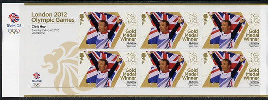 GB Great Britain 2012 London Olympic Games Team GB Great Britain Gold Medal Winner #22 - Chris Hoy (Track Cycling) self adhesive sheetlet containing 6 x first class values unmounted mint