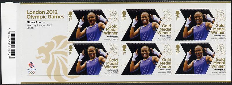 GB Great Britain 2012 London Olympic Games Team GB Great Britain Gold Medal Winner #24 - Nicola Adams (Boxing) self adhesive sheetlet containing 6 x first class values unmounted mint