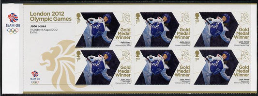 GB Great Britain 2012 London Olympic Games Team GB Great Britain Gold Medal Winner #25 - Jade Jones (Taekwondo) self adhesive sheetlet containing 6 x first class values unmounted mint
