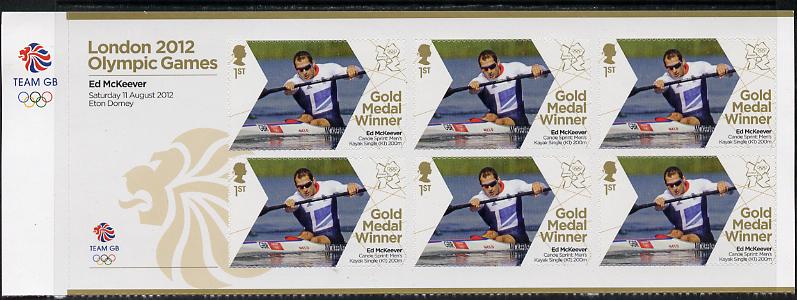GB Great Britain 2012 London Olympic Games Team GB Great Britain Gold Medal Winner #26 - Ed McKeevert (Men's Canoe Sprint) self adhesive sheetlet containing 6 x first class values unmounted mint