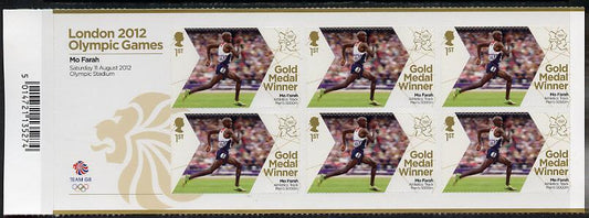 GB Great Britain 2012 London Olympic Games Team GB Great Britain Gold Medal Winner #27 - Mo Farah (5,000m) self adhesive sheetlet containing 6 x first class values unmounted mint