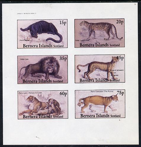 Bernera 1982 Animals (Lion, leopard, Puma etc) imperf set of 6 values (15p to 75p) unmounted mint
