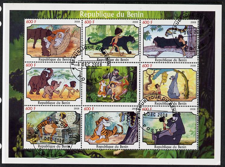Benin 2008 Disney's Jungle Book perf sheetlet containing 8 values plus label fine cto used