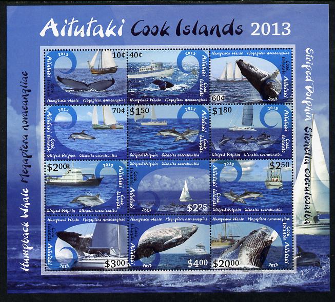 Cook Islands - Aitutaki 2013 Whales & Ships definitive perf sheetlet containing set of 12 values unmounted mint 