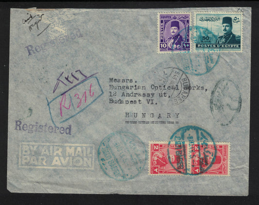 1948 Registered Cover Sidi (Egypt) to Budapest (Hungary) Via Geneva. Details below