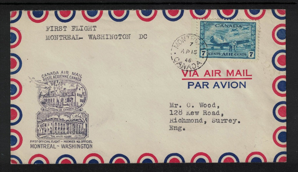 1946 First Flight Cover Montreal-Washington to London
