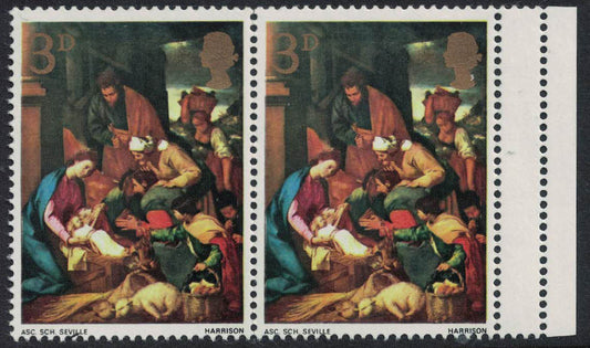GB 1967 SG756 3d Xmas Double Perf R H Margin Error U/M