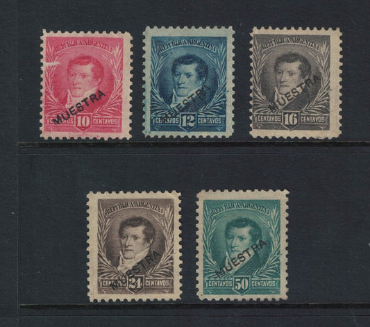 1892-95 Argentina SC# 9 - 102 Overprinted MUESTRA (Sample) Small Sun Watermark MNG