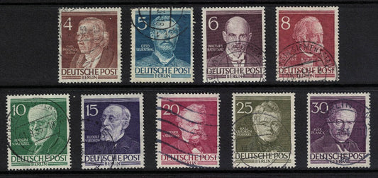 1952 Germany Berlin . Famous Berliners. Part Set. All Good Used. SG B91-100. Clean backs