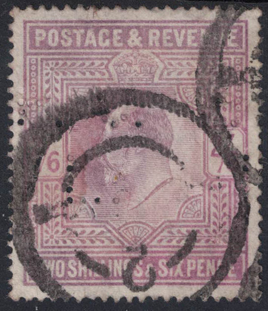 GB 1902 Edw VII SG260 DLR 2/- Lilac. Perfinned. Used