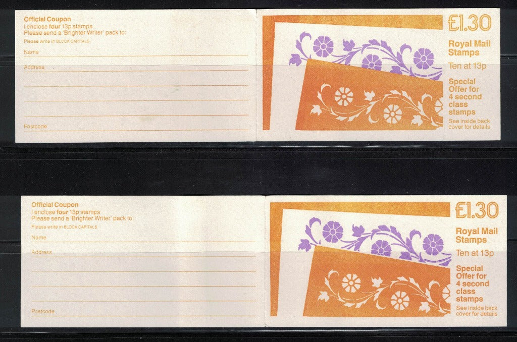 GB 1987 £1.30 Flowers Booklet both FL10A & FL10B Mint Good Perfs