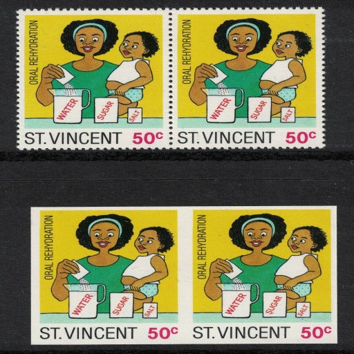 1987 St Vincent Child Health. 50c Perf & Imperf Pair. U/M  As SG1050