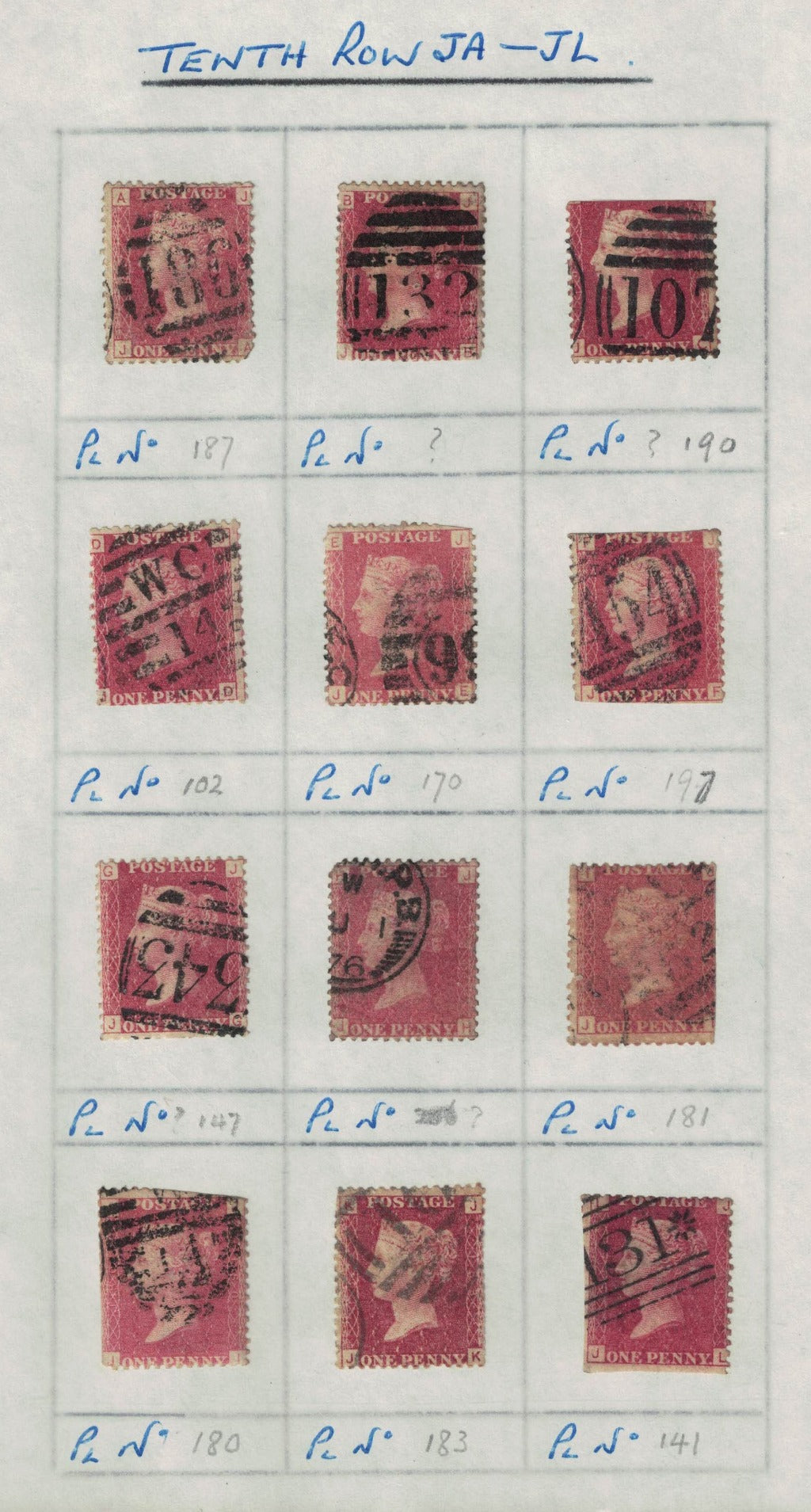 GB 1858 -79 SG43 Part Reconstruction. ROW J. See scan for condition