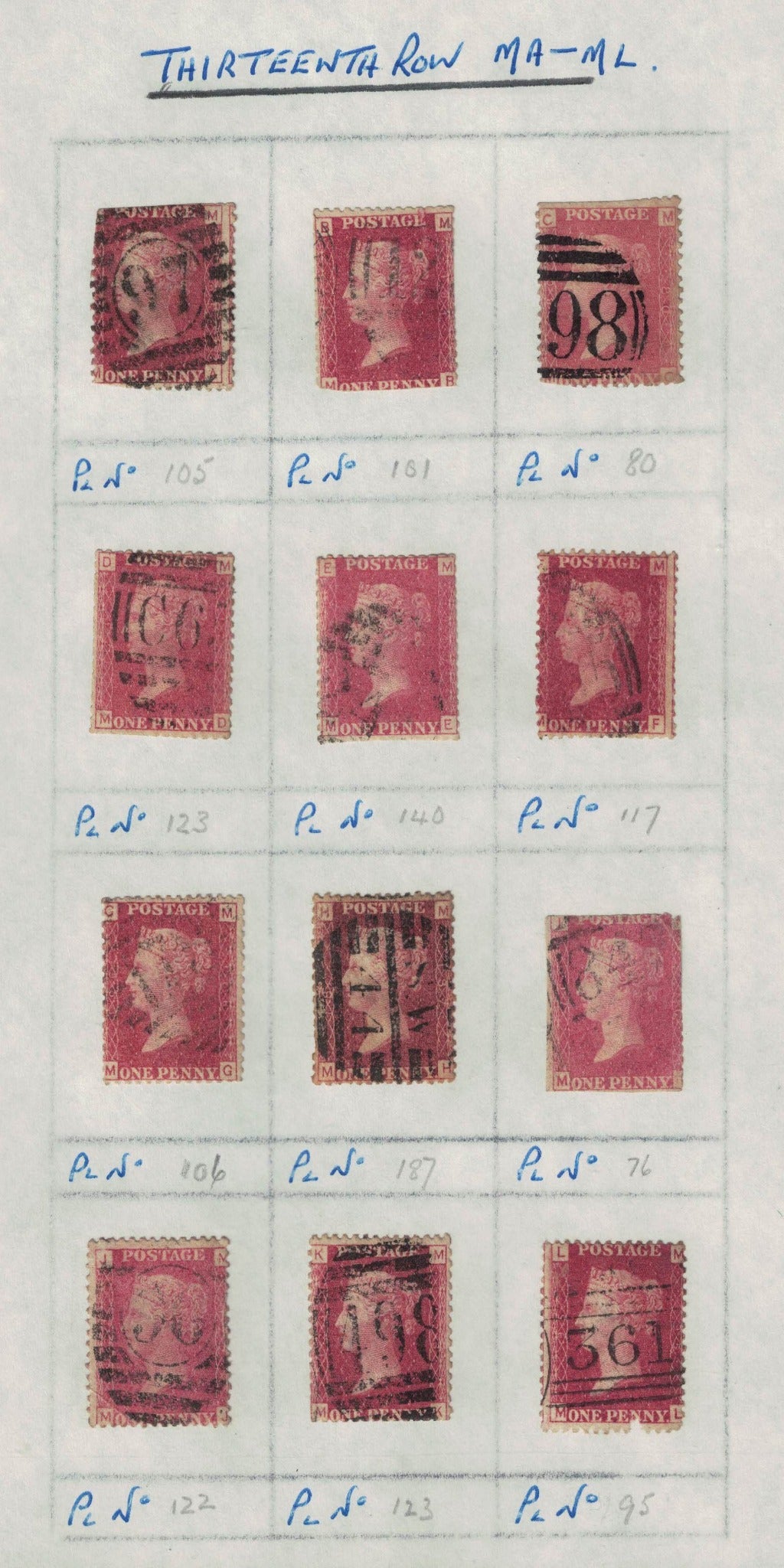 GB 1858 -79 SG43 Part Reconstruction. ROW M. See scan for condition