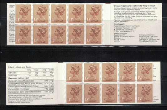 GB 1987 £1.30 "Keep in Touch" Booklet FL8A & FL8B U/M Good Perfs